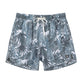 Leaf Printed Collection Washed Vintage Swim Shorts