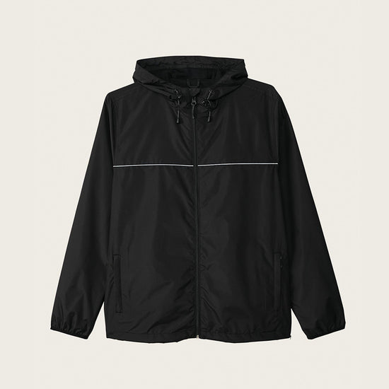 Black Waterproof Windbreaker Jacket