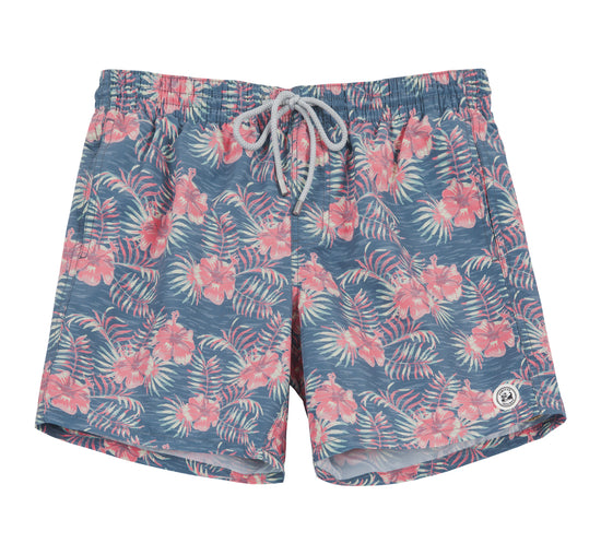 Quick Dry Men Colorful Leaves Print Male Swim Shorts